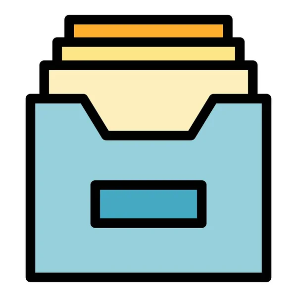 File Folder Icon Outline Vector Portfolio Document Computer Paper Color — Stock Vector