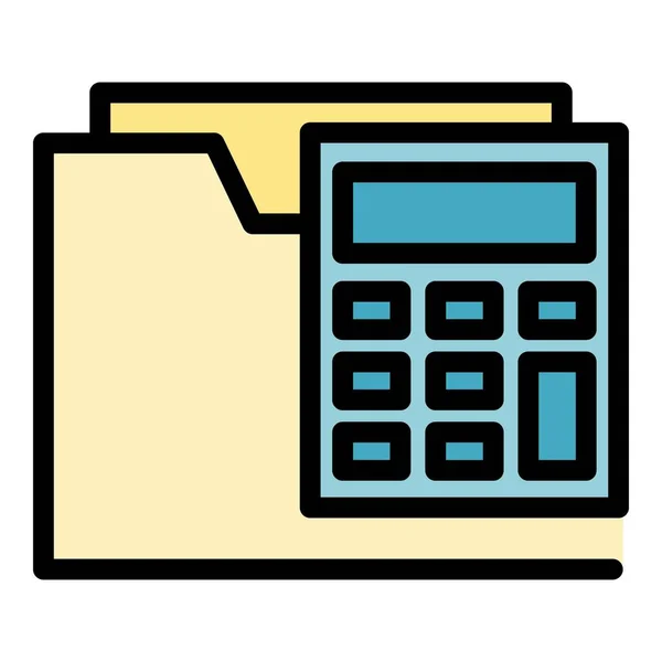 Datacalculator Pictogram Schets Vector Financiële Zaken Financieel Verslag Kleur Plat — Stockvector