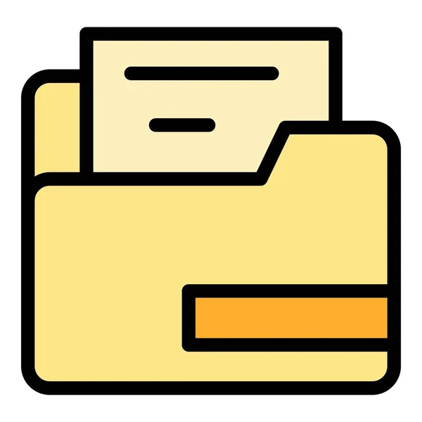 Papier Dossier Icône Contour Vecteur Document Dossier Forme Entreprise Couleur — Image vectorielle
