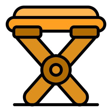 Taşınabilir sandalye ikonu ana hat vektörü. Katlanan sandalye. Açık hava kamp rengi düz