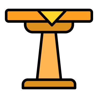 Kafe tablosu ana hatları vektörü. Restoran mobilyası. Yemek masası rengi düz