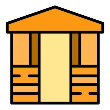 Çardak simgesi ana hat vektörü. Pergola köşkü. Bahçe verandası rengi düz