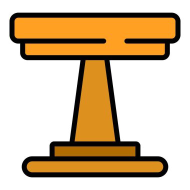 Yuvarlak piknik masası ikonu ana hatları vektörü. Ahşap mutfak. Bahçe sandalyesi rengi düz