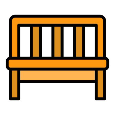 Sokak kürsüsü ikonu ana hat vektörü. Klasik park işte. Ahşap mobilya rengi