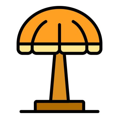 Bahçe şemsiyesi ikonu ana hat vektörü. Açık hava şemsiyesi. Mobilya güneşliği rengi düz