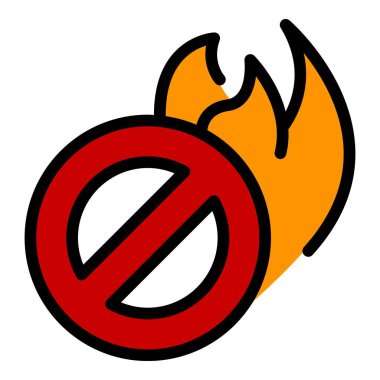 İtfaiye ikonu ana hat vektörünü ateşle. Acil bir durum. Çağrı düğmesi rengi düz