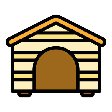 Köpek kulübesi ikonu ana hat vektörü. Sığınak. Köpek kulübesi hayvan rengi düz