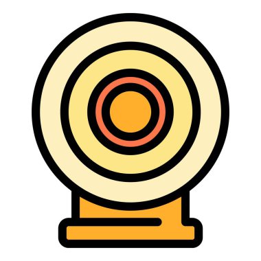 Okçuluk hedef simgesi ana hat vektörü. Ok oyunu. Dart hedef rengi düz