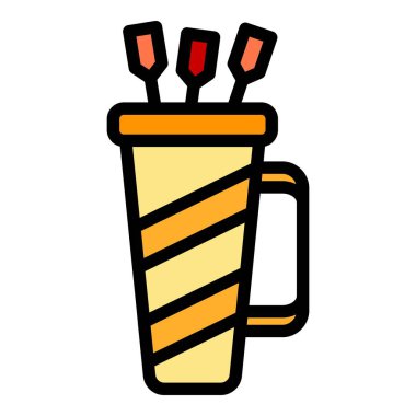 Okçuluk simgesi ana hat vektörü. Baş ok. Hedef ok rengi düz