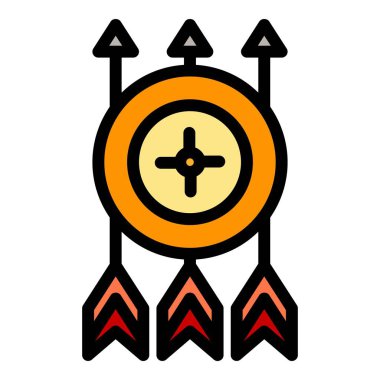 Ok simgesi dış hat vektörünü hedefle. Hedef dartı. Hedef renk düzlüğüne bas