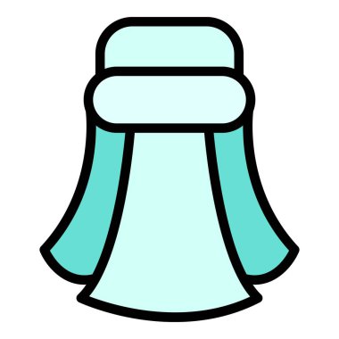 Türban başörtüsü simgesi ana hat vektörü. Hint pagdisi. Hint sihi rengi düz