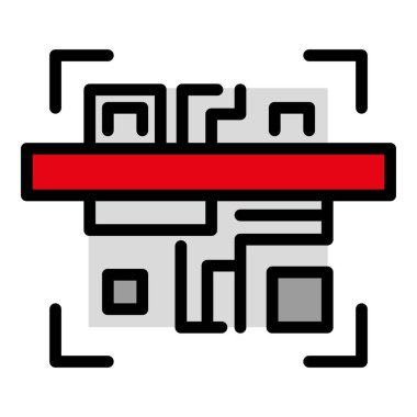Güvenlik barkod ikonu ana hat vektörü. Tarama kodu. Qr ödeme rengi düz