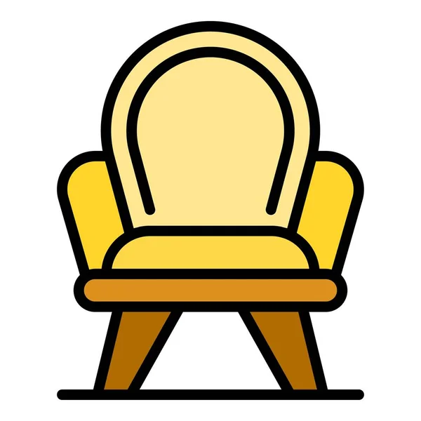 纺织品扶手椅图标轮廓矢量 索法椅子沙发家具色泽平坦 — 图库矢量图片