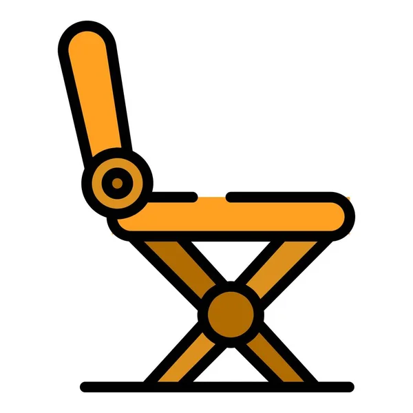 キッド木製の椅子のアイコンの輪郭ベクトル 木製の椅子 子供の家具の色フラット — ストックベクタ