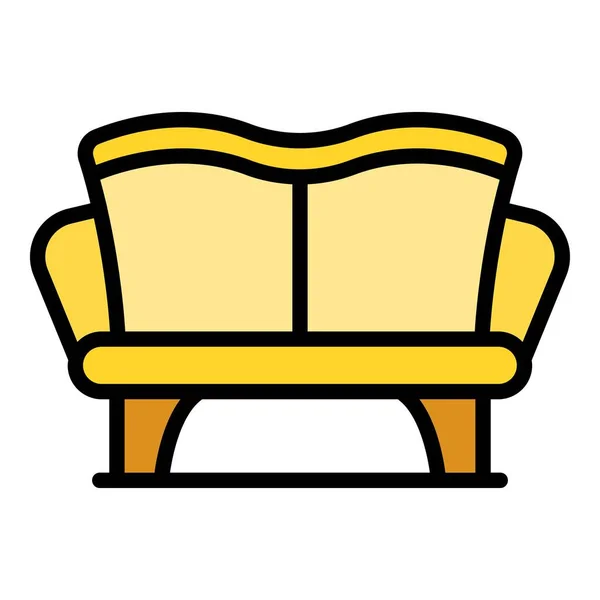 Terrace Sofa Icon Outline Vector Garden Furniture Lounge Chair Color — Stock Vector