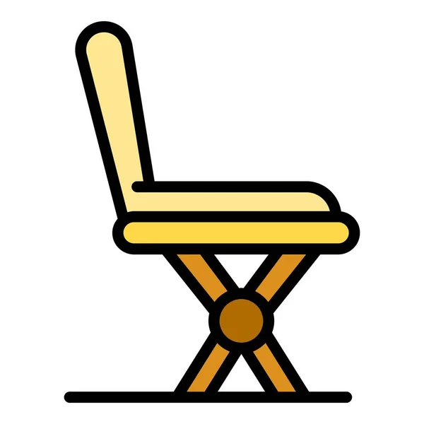 Ikona Krzesła Ogrodowego Zarys Wektor Kawiarnia Meblowa Outdoor Krzesło Kolor — Wektor stockowy