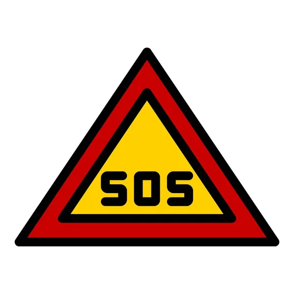 Notfall Umrissvektor Mit Dreieckigen Symbolen Dreieckszeichen Warnung Auto Farbe Flach — Stockvektor