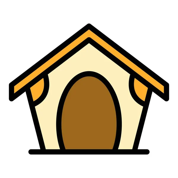 Canine Chenil Icône Contour Vecteur Chien Chiot Maison Pet Doghouse — Image vectorielle