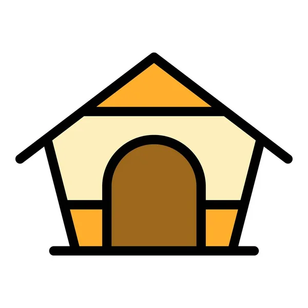 Ikon Rumah Anjing Garis Besar Vektor Rumah Puppy Warna Kennel - Stok Vektor