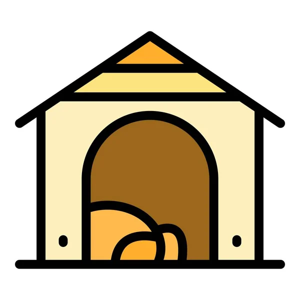 Doghouse Kennel Icono Contorno Vector Casa Mascotas Cachorro Cabaña Color — Archivo Imágenes Vectoriales