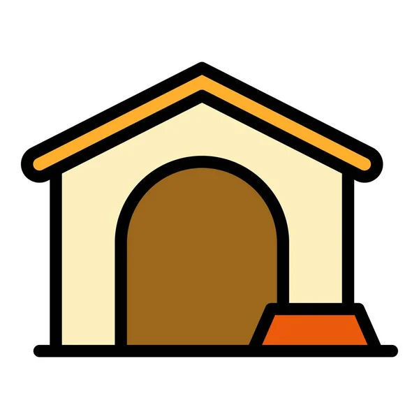 Cane Cottage Icona Contorno Vettore Casa Animali Doghouse Canile Colore — Vettoriale Stock