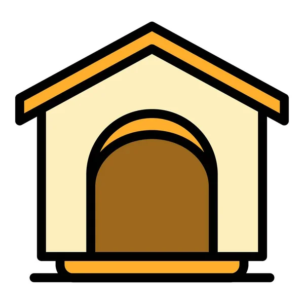 Tierheim Symbole Umreißen Vektor Hund Tierhaus Farbe Flach — Stockvektor