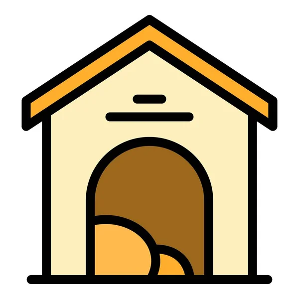 Perro Icono Embarque Contorno Vector Casa Mascotas Doghouse Cabaña Color — Archivo Imágenes Vectoriales