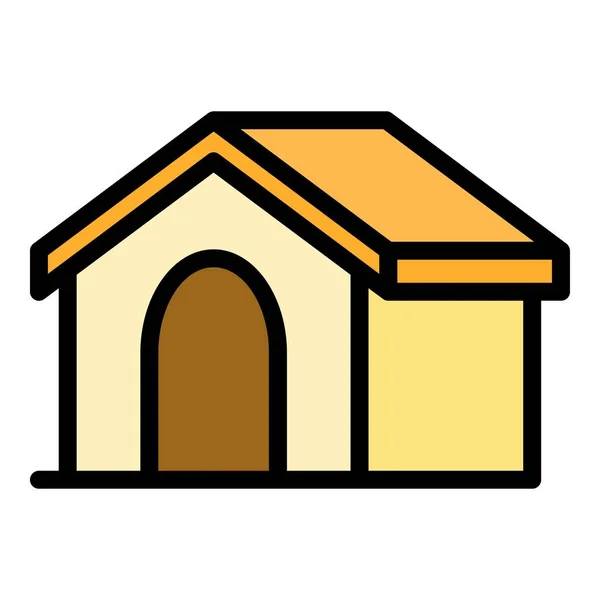 子犬小屋のアイコンの輪郭ベクトル 犬小屋だ ペットケンネルカラーフラット — ストックベクタ
