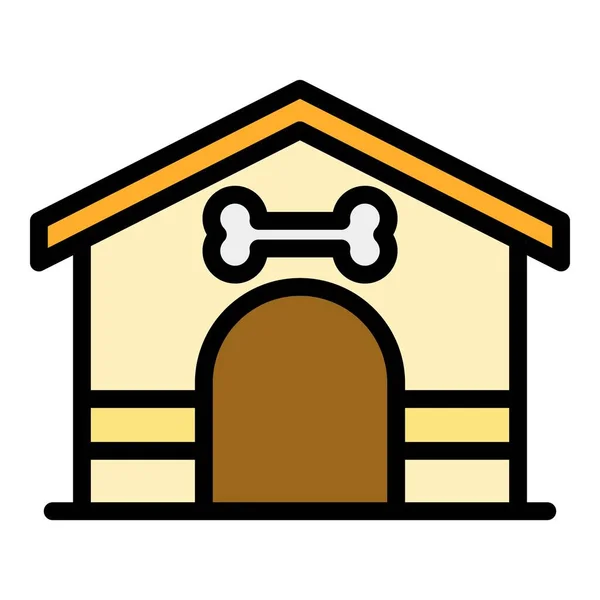 Chien Bois Maison Icône Contour Vecteur Pet Doghouse Chenil Animal — Image vectorielle