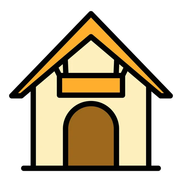 Doghouse Icono Contorno Vector Casa Del Perro Mascotas Refugio Color — Vector de stock