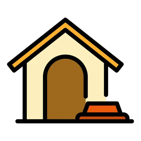 Animal Chien Maison Icône Contour Vecteur Pet Doghouse Chiot Chenil — Image vectorielle
