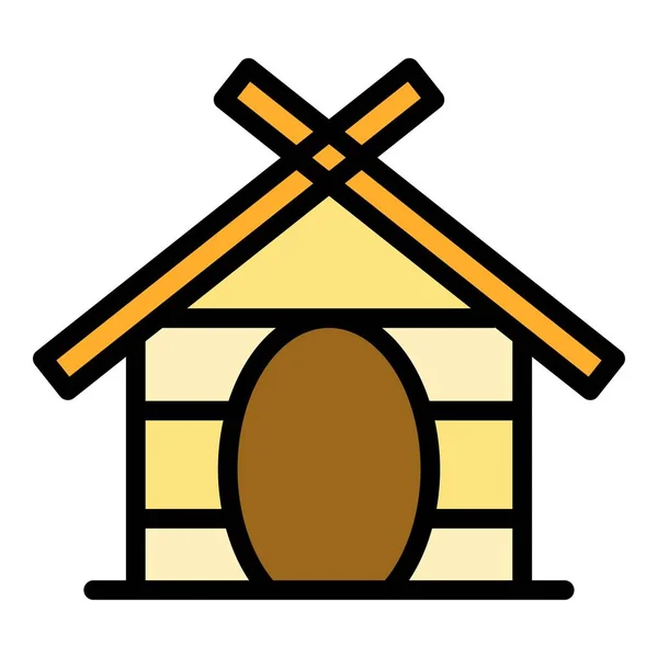 Roof Dog Kennel Icon Outline Vector Pet House Doghouse Hut — Stock Vector