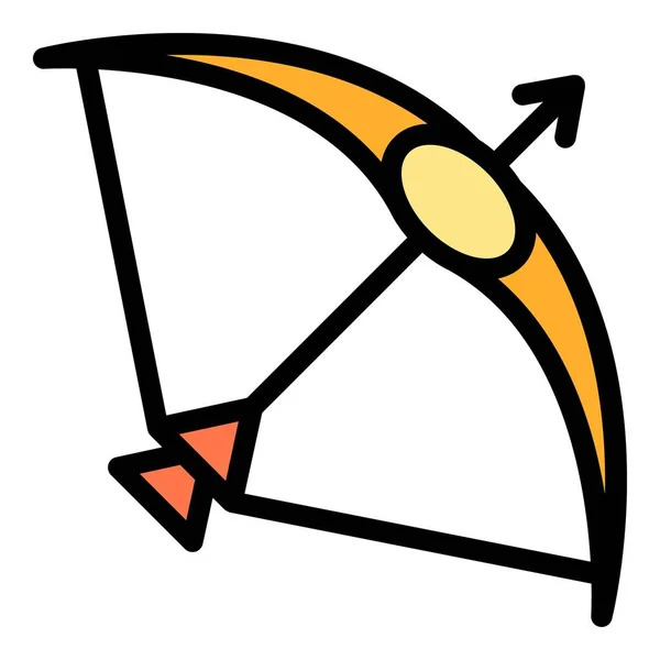 Pfeil Bogen Symbol Umreißt Vektor Bogenschießen Bogenschießen Sport Farbe Flach — Stockvektor