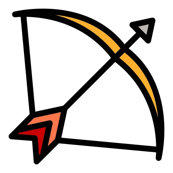 Competition Bow Icon Outline Vector Archery Arrow Archer Goal Color — Stock Vector