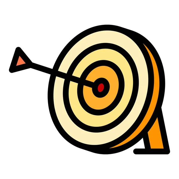 Target Hit Icon Outline Vektor Pfeil Und Bogen Zielfokus Farbe — Stockvektor