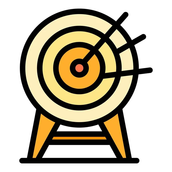 Tir Arc Bullseye Icône Contour Vecteur Cible Fléchettes Flèche Couleur — Image vectorielle