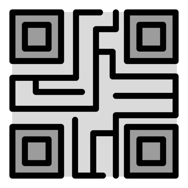 Matrix Barcode Icon Outline Vector Code Scan Qrcode Color Flat — Stock Vector