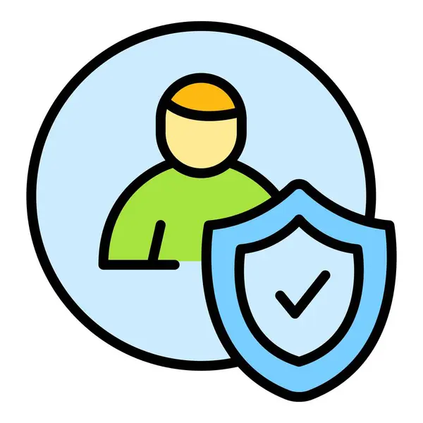 Ícone Privacidade Pessoal Vetor Esboço Usuário Privado Proteja Cor Dos — Vetor de Stock