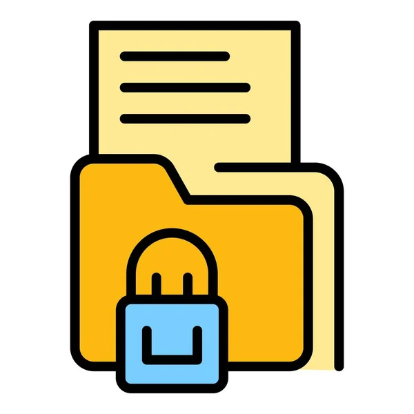 Vetor Contorno Ícone Pasta Privacidade Dados Confidenciais Proteja Cor Arquivo — Vetor de Stock