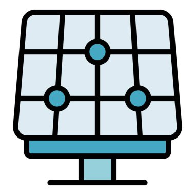 Güneş enerjisi simgesi ana hat vektörü. Güneş enerjisi. Eko pil rengi sönük