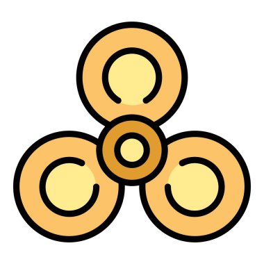 Dönen oyuncak ikonu ana hatları vektörü. Fidget dönüşü. Kaygı nesnesi rengi düz