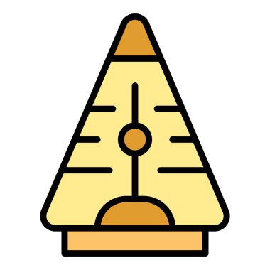 Tablo sarkacı ikon ana hatları vektörü. Kinetik saat. Foucault mıknatıs rengi düz