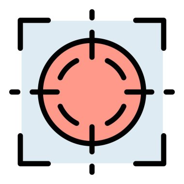 Konsantrasyon ikonu ana hat vektörüne odaklan. Dikkat gol. Objektif zihin rengi düz