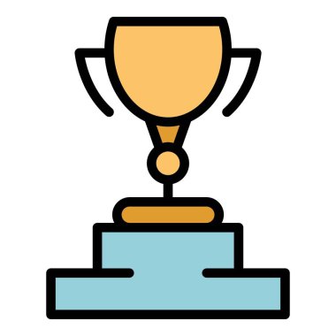 Başarı ödülü ikonu ana hatları vektörü. Kazanan ödül. En iyi sonuç rengi düz