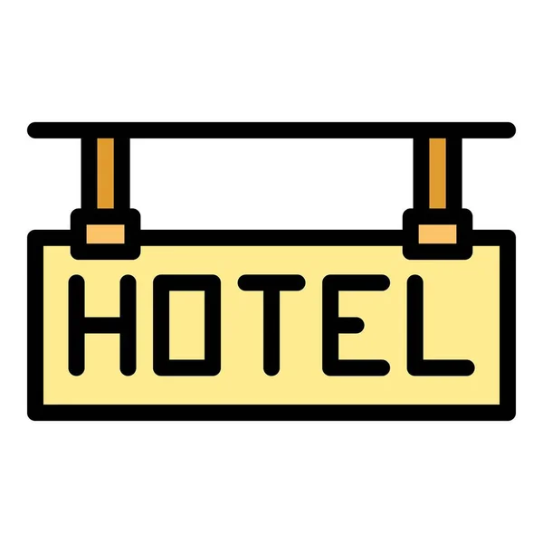 Hôtel Touristique Icône Contour Vecteur Tourisme Voyage Livre Vacances Couleur — Image vectorielle