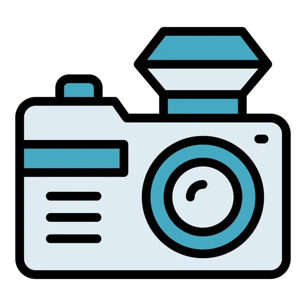 Tourist Camera Icon Outline Vector Travel People Summer Tourism Color — Stock Vector