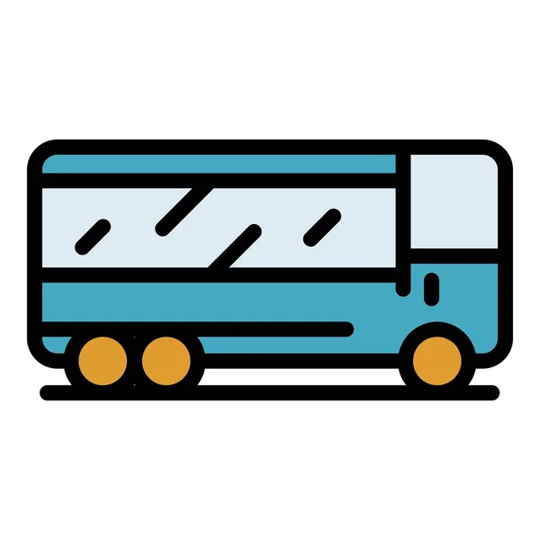 Ikona Autobusu Podróży Zarys Wektor Trasa Transportu Wakacje Podróż Kolor — Wektor stockowy