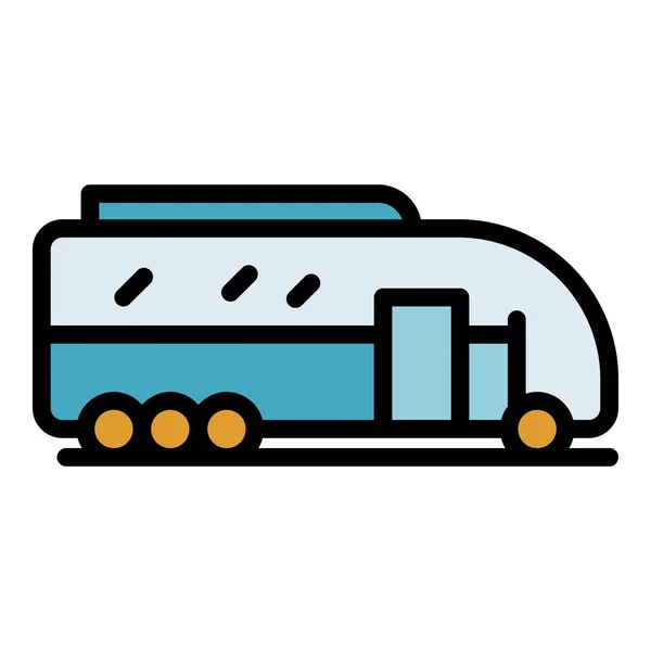 Trip Bus Pictogram Contouren Vector Toeristisch Reizen Trasport Tour Kleur — Stockvector