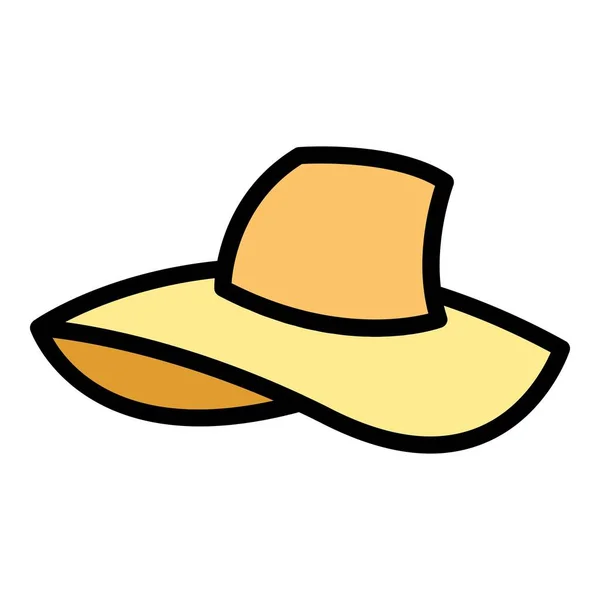 Περίγραμμα Εικονίδιο Καπέλο Διακοπών Διάνυσμα Καπέλο Παραλίας Καλοκαίρι Χρώμα Ήλιο — Διανυσματικό Αρχείο