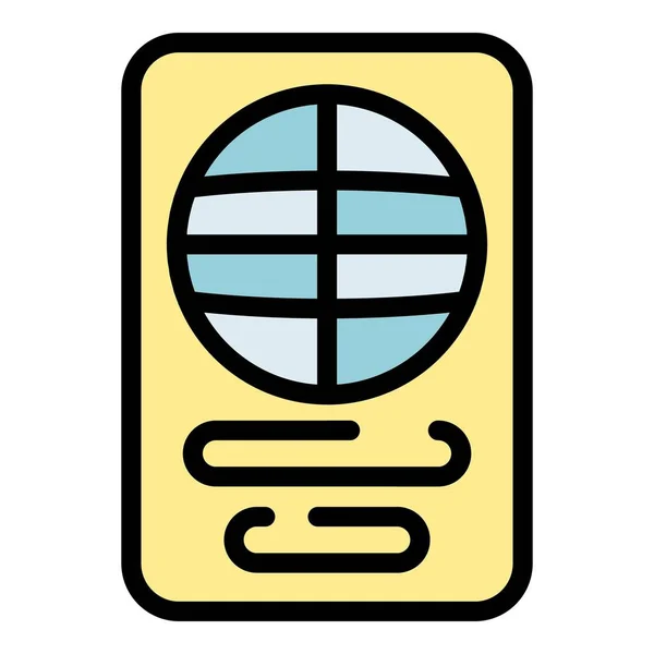 Вектор Контуру Значка Туристичного Паспорта Ідентифікатор Подорожі Плоский Колір Обкладинки — стоковий вектор